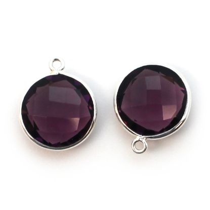 Wholesale Sterling Silver Round Bezel Amethyst Quartz Gemstone Pendant, Wholesale Gemstone Pendants for Jewelry Making