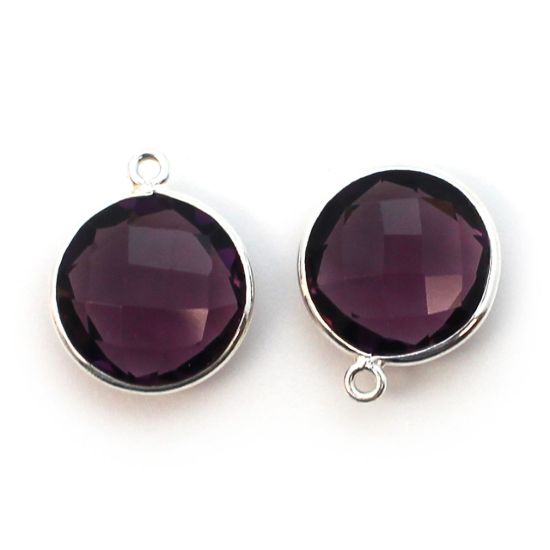 Wholesale Sterling Silver Round Bezel Amethyst Quartz Gemstone Pendant, Wholesale Gemstone Pendants for Jewelry Making
