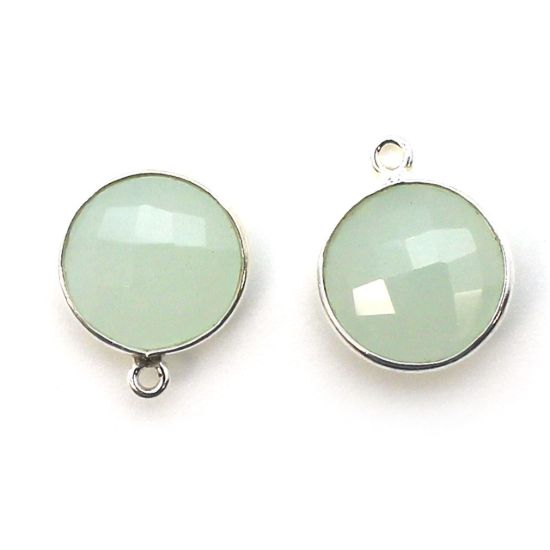 Wholesale Sterling Silver Round Bezel Aqua Chalcedony Gemstone Pendant, Wholesale Gemstone Pendants for Jewelry Making