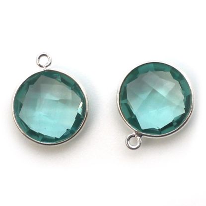 Wholesale Sterling Silver Round Bezel Aqua Quartz Gemstone Pendant, Wholesale Gemstone Pendants for Jewelry Making