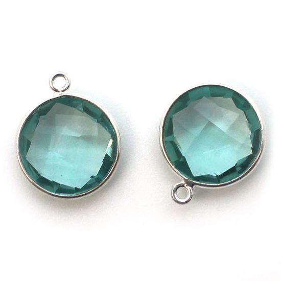 Wholesale Sterling Silver Round Bezel Aqua Quartz Gemstone Pendant, Wholesale Gemstone Pendants for Jewelry Making