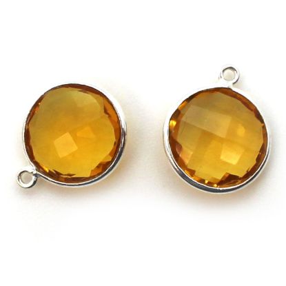 Wholesale Sterling Silver Round Bezel Citrine Quartz Gemstone Pendant, Wholesale Gemstone Pendants for Jewelry Making
