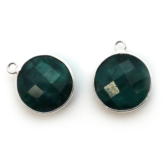 Wholesale Sterling Silver Round Bezel Emerald Dyed Gemstone Pendant, Wholesale Gemstone Pendants for Jewelry Making