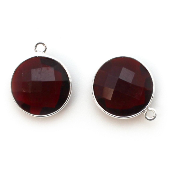 Wholesale Sterling Silver Round Bezel Garnet Quartz Gemstone Pendant, Wholesale Gemstone Pendants for Jewelry Making