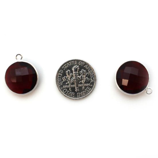 Wholesale Sterling Silver Round Bezel Garnet Quartz Gemstone Pendant, Wholesale Gemstone Pendants for Jewelry Making