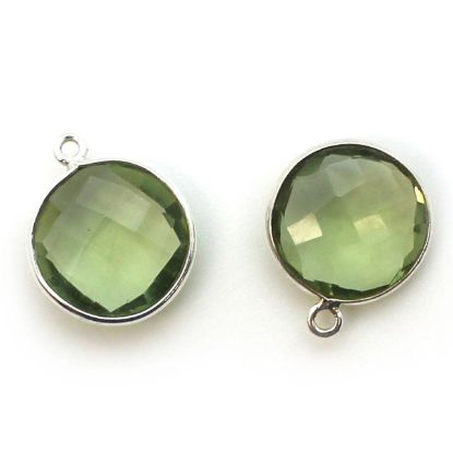 Wholesale Sterling Silver Round Bezel Green Amethyst Quartz Gemstone Pendant, Wholesale Gemstone Pendants for Jewelry Making