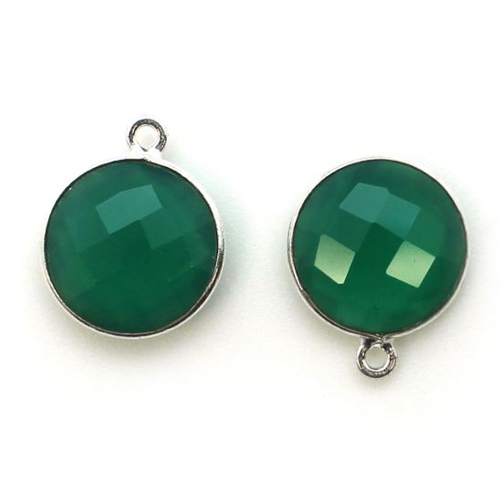 Wholesale Sterling Silver Round Bezel Green Onyx Gemstone Pendant, Wholesale Gemstone Pendants for Jewelry Making