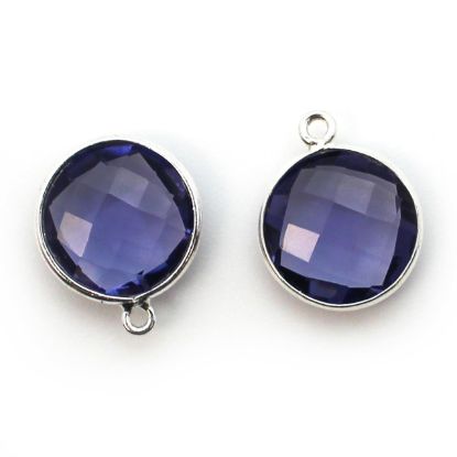 Wholesale Sterling Silver Round Bezel Iolite Quartz Gemstone Pendant, Wholesale Gemstone Pendants for Jewelry Making