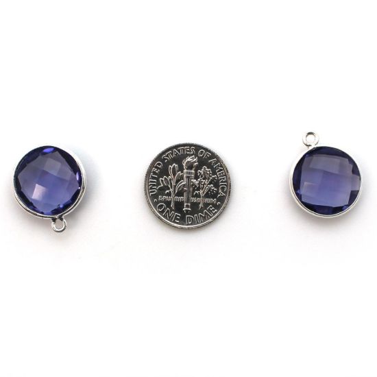 Wholesale Sterling Silver Round Bezel Iolite Quartz Gemstone Pendant, Wholesale Gemstone Pendants for Jewelry Making