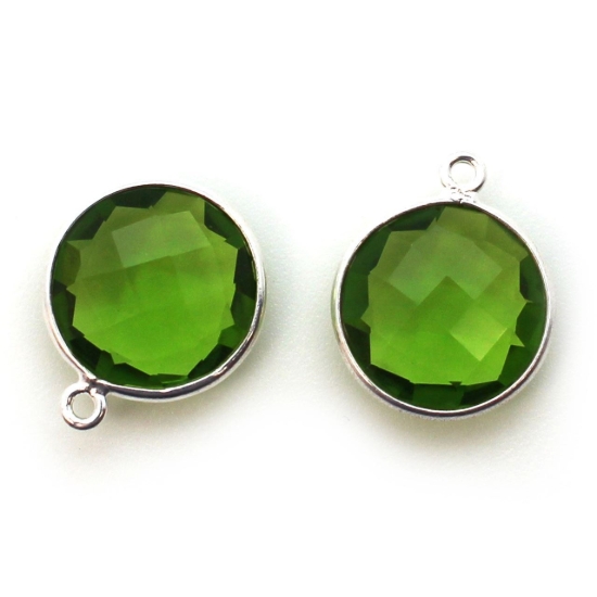 Wholesale Sterling Silver Round Bezel Peridot Quartz Gemstone Pendant, Wholesale Gemstone Pendants for Jewelry Making