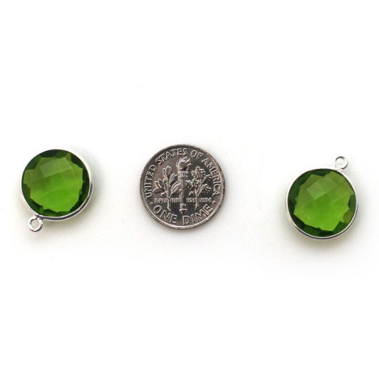 Wholesale Sterling Silver Round Bezel Peridot Quartz Gemstone Pendant, Wholesale Gemstone Pendants for Jewelry Making