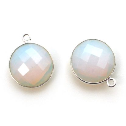 Wholesale Sterling Silver Round Bezel Opalite Quartz Gemstone Pendant, Wholesale Gemstone Pendants for Jewelry Making