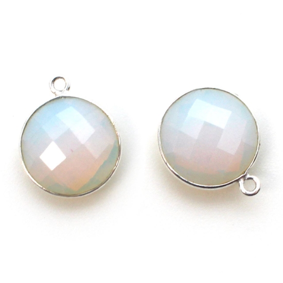 Wholesale Sterling Silver Round Bezel Opalite Quartz Gemstone Pendant, Wholesale Gemstone Pendants for Jewelry Making