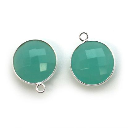 Wholesale Sterling Silver Round Bezel Peru Chalcedony Gemstone Pendant, Wholesale Gemstone Pendants for Jewelry Making