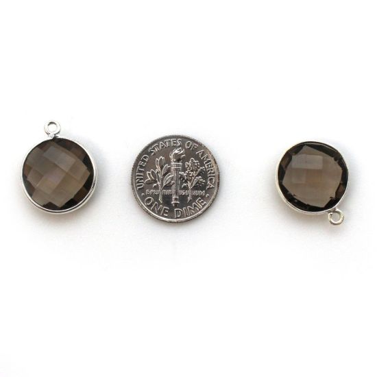 Wholesale Sterling Silver Round Bezel Smokey Quartz Gemstone Pendant, Wholesale Gemstone Pendants for Jewelry Making