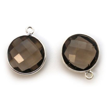 Wholesale Sterling Silver Round Bezel Smokey Quartz Gemstone Pendant, Wholesale Gemstone Pendants for Jewelry Making	