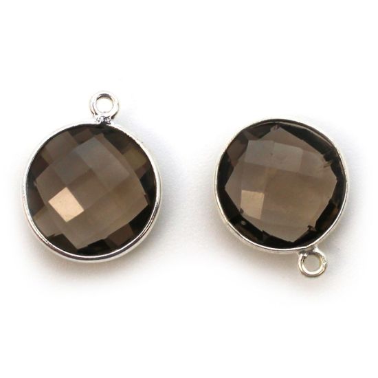 Wholesale Sterling Silver Round Bezel Smokey Quartz Gemstone Pendant, Wholesale Gemstone Pendants for Jewelry Making	