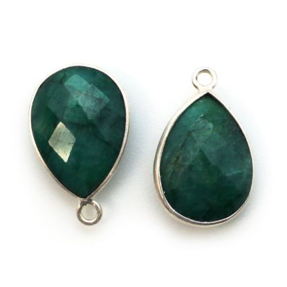 Wholesale Sterling Silver Teardrop Bezel Emerald Dyed Gemstone Pendant, Wholesale Gemstone Pendants for Jewelry Making