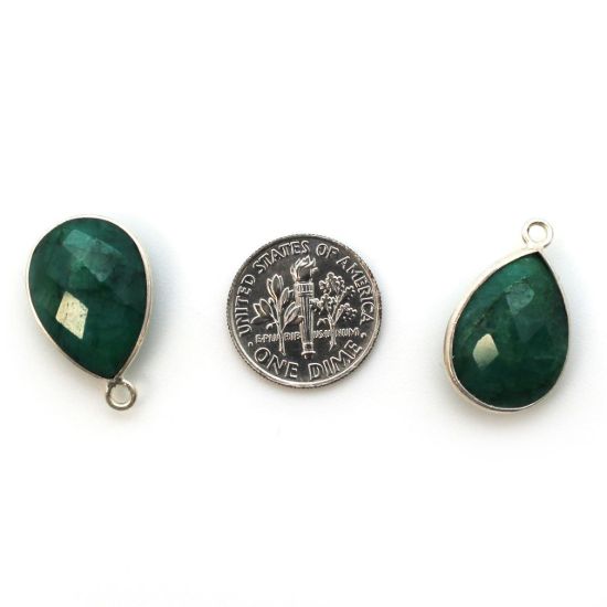 Wholesale Sterling Silver Teardrop Bezel Emerald Dyed Gemstone Pendant, Wholesale Gemstone Pendants for Jewelry Making