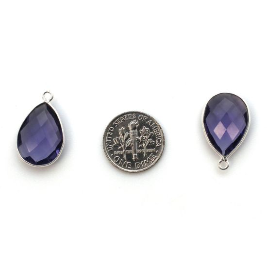 Wholesale Sterling Silver Teardrop Bezel Iolite Quartz Gemstone Pendant, Wholesale Gemstone Pendants for Jewelry Making
