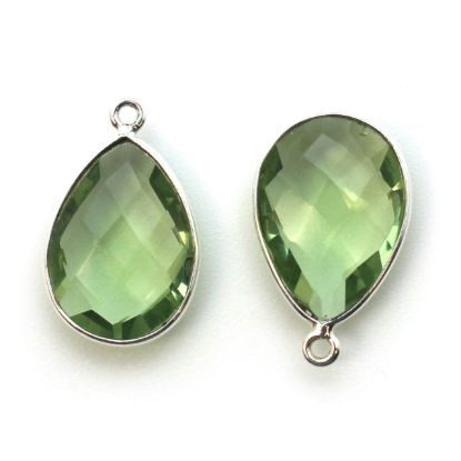 Wholesale Sterling Silver Teardrop Bezel Green Amethyst Quartz Gemstone Pendant, Wholesale Gemstone Pendants for Jewelry Making