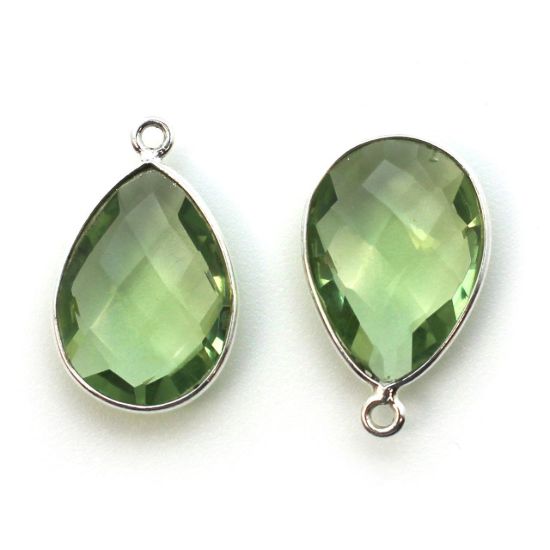 Wholesale Sterling Silver Teardrop Bezel Green Amethyst Quartz Gemstone Pendant, Wholesale Gemstone Pendants for Jewelry Making