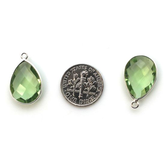 Wholesale Sterling Silver Teardrop Bezel Green Amethyst Quartz Gemstone Pendant, Wholesale Gemstone Pendants for Jewelry Making