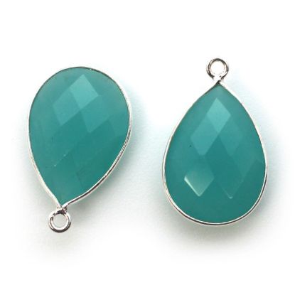 Wholesale Sterling Silver Teardrop Bezel Peru Chalcedony Gemstone Pendant, Wholesale Gemstone Pendants for Jewelry Making