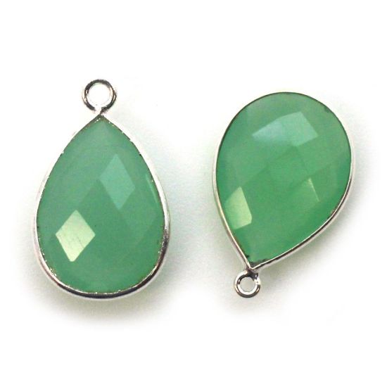 Wholesale Sterling Silver Teardrop Bezel Prehnite Chalcedony Gemstone Pendant, Wholesale Gemstone Pendants for Jewelry Making