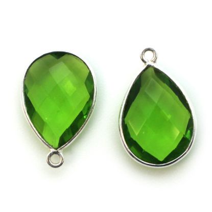 Wholesale Sterling Silver Teardrop Bezel Peridot Quartz Gemstone Pendant, Wholesale Gemstone Pendants for Jewelry Making