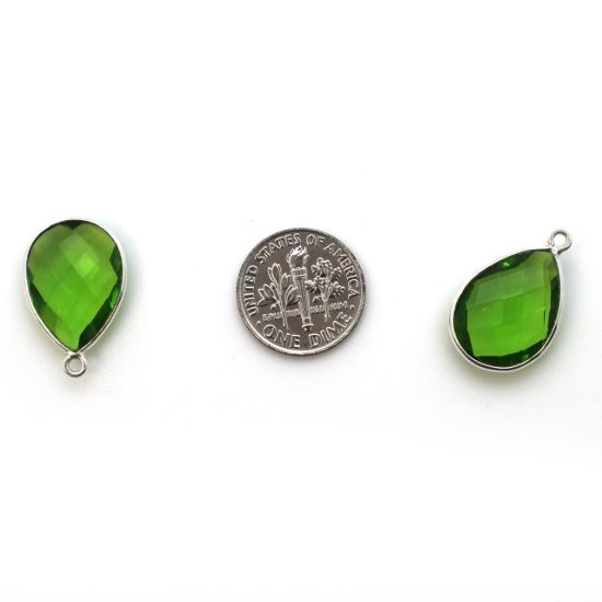 Wholesale Sterling Silver Teardrop Bezel Peridot Quartz Gemstone Pendant, Wholesale Gemstone Pendants for Jewelry Making
