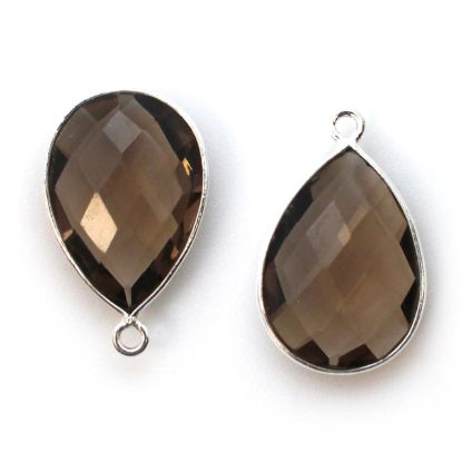 Wholesale Sterling Silver Teardrop Bezel Smokey Quartz Gemstone Pendant, Wholesale Gemstone Pendants for Jewelry Making