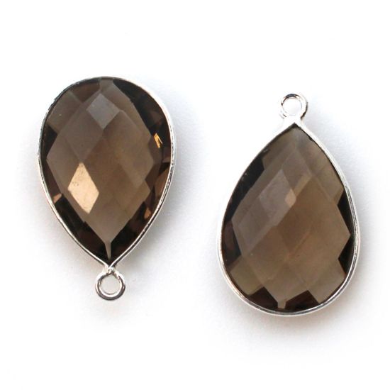 Wholesale Sterling Silver Teardrop Bezel Smokey Quartz Gemstone Pendant, Wholesale Gemstone Pendants for Jewelry Making