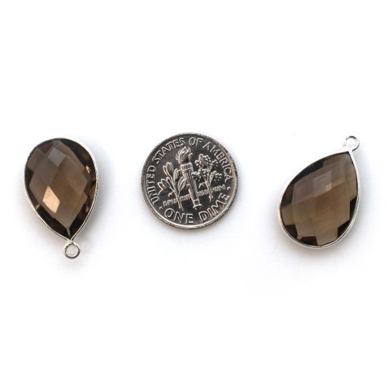 Wholesale Sterling Silver Teardrop Bezel Smokey Quartz Gemstone Pendant, Wholesale Gemstone Pendants for Jewelry Making