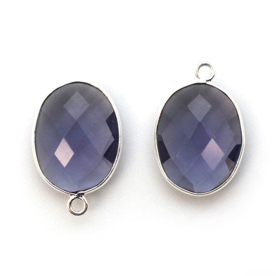 Wholesale Sterling Silver Oval Bezel Iolite Quartz Gemstone Pendant, Wholesale Gemstone Pendants for Jewelry Making