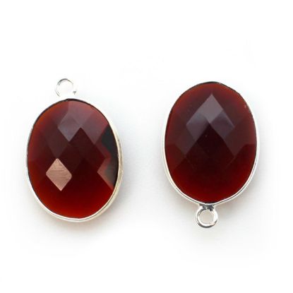 Wholesale Sterling Silver Oval Bezel Garnet Gemstone Pendant, Wholesale Gemstone Pendants for Jewelry Making