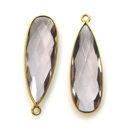 Wholesale Gold plated Sterling Silver Elongated Teardrop Bezel Pink Amethyst Quartz Gemstone Pendant, Wholesale Gemstone Pendants for Jewelry Makinge Pendant, Wholesale Gemstone Pendants for Jewelry Making