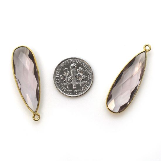 Wholesale Gold plated Sterling Silver Elongated Teardrop Bezel Pink Amethyst Quartz Gemstone Pendant, Wholesale Gemstone Pendants for Jewelry Makinge Pendant, Wholesale Gemstone Pendants for Jewelry Making