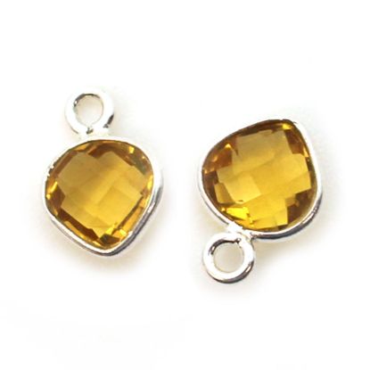Wholesale Sterling Silver Bezel Charm Pendant - 10x7mm Tiny Heart Shape - Citrine Quartz - November Birthstone