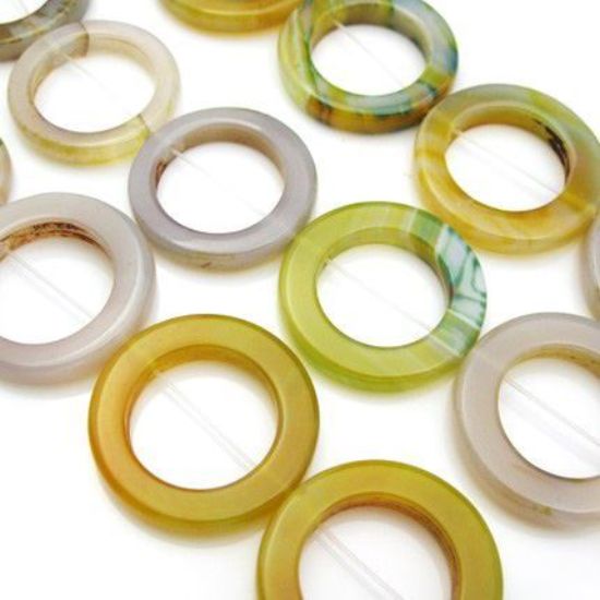 Wholesale Yellow Natural Agate - Big 30mm Ring (sold per strand)