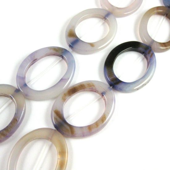 Wholesale Grey Agate - Big Oval Ring - 35 x 27mm (sold per strand)