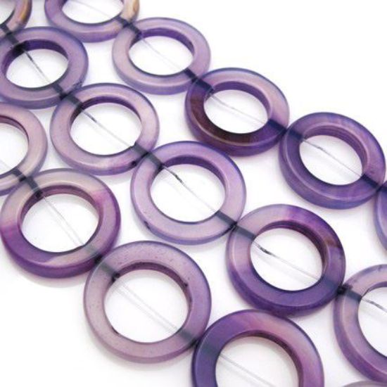 Wholesale Purple Nature Agate - Big 30mm Ring (sold per strand) 