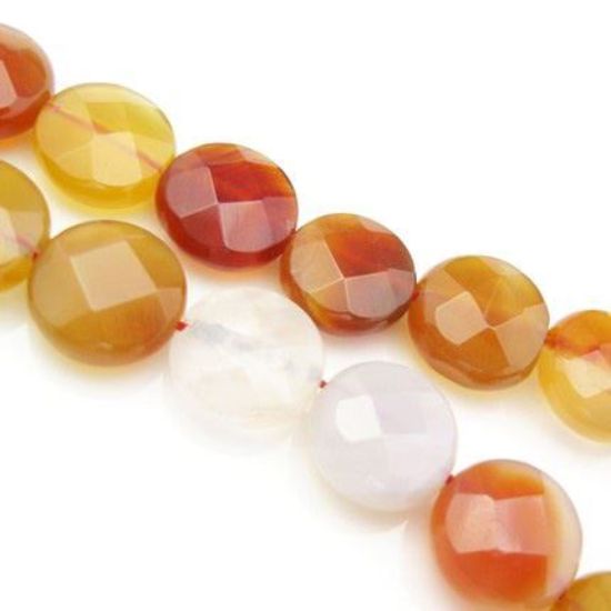 Wholesale Natural Agate Beads - 12mm Faceted Coin (sold per strand)