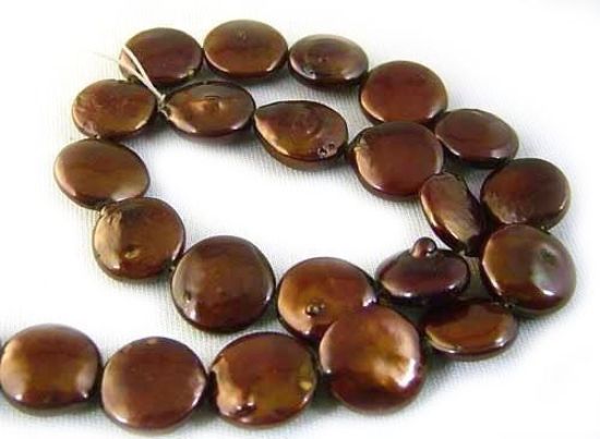 Wholesale Brown Freshwater Pearls, 11-12mm Coin Shape - June Birthstone (Sold Per Strand)