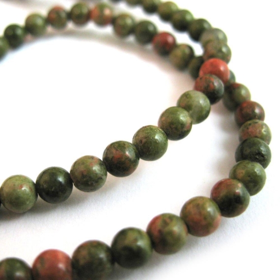 Wholesale Unakite Jasper Beads - 4mm Smooth Round (Sold Per Strand)