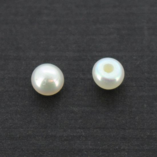 Wholesale White Freshwater Button Pearls 4-5mm - June Birthstone (Sold Per Pair)