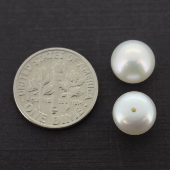 Wholesale White Freshwater Button Pearls 9-10mm - June Birthstone (Sold Per Pair)