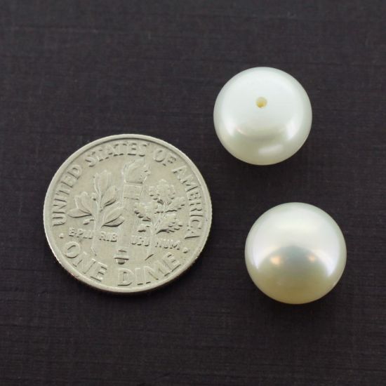 Wholesale White Freshwater Button Pearls 10-11mm - June Birthstone (Sold Per Pair)