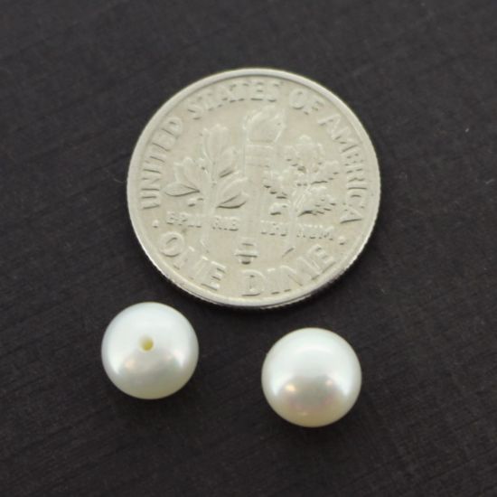 White Freshwater Button Pearls 6-7mm - June Birthstone (Sold Per Pair)