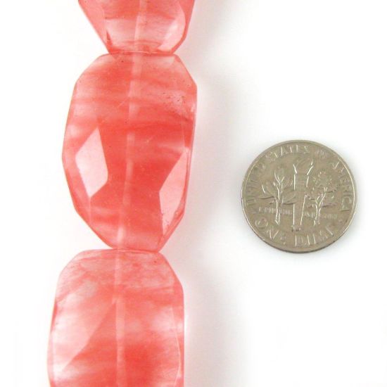 Wholesale Cherry Quartz Beads - 30x20mm Faceted Rectangular Shape (Sold Per Strand)